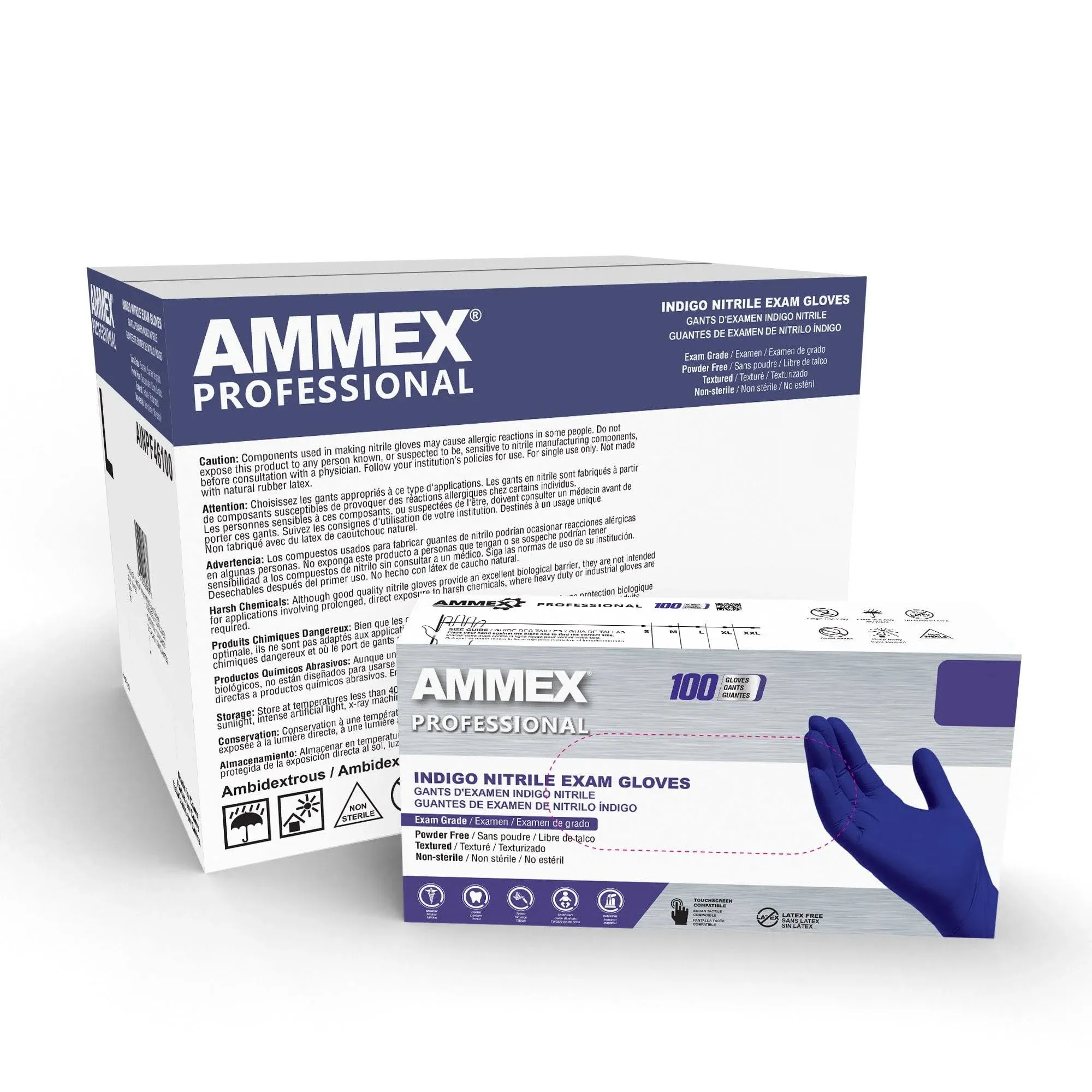 Ammex Indigo Nitrile Powder Free Exam Gloves