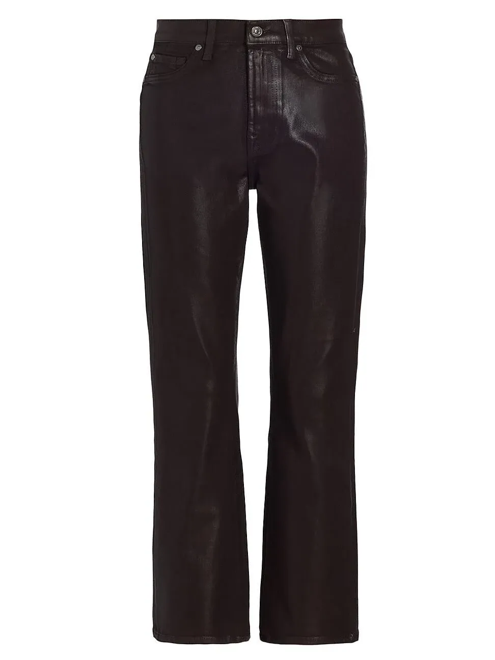 7 for All Mankind High Waist Slim Kick in Coated Chocolate