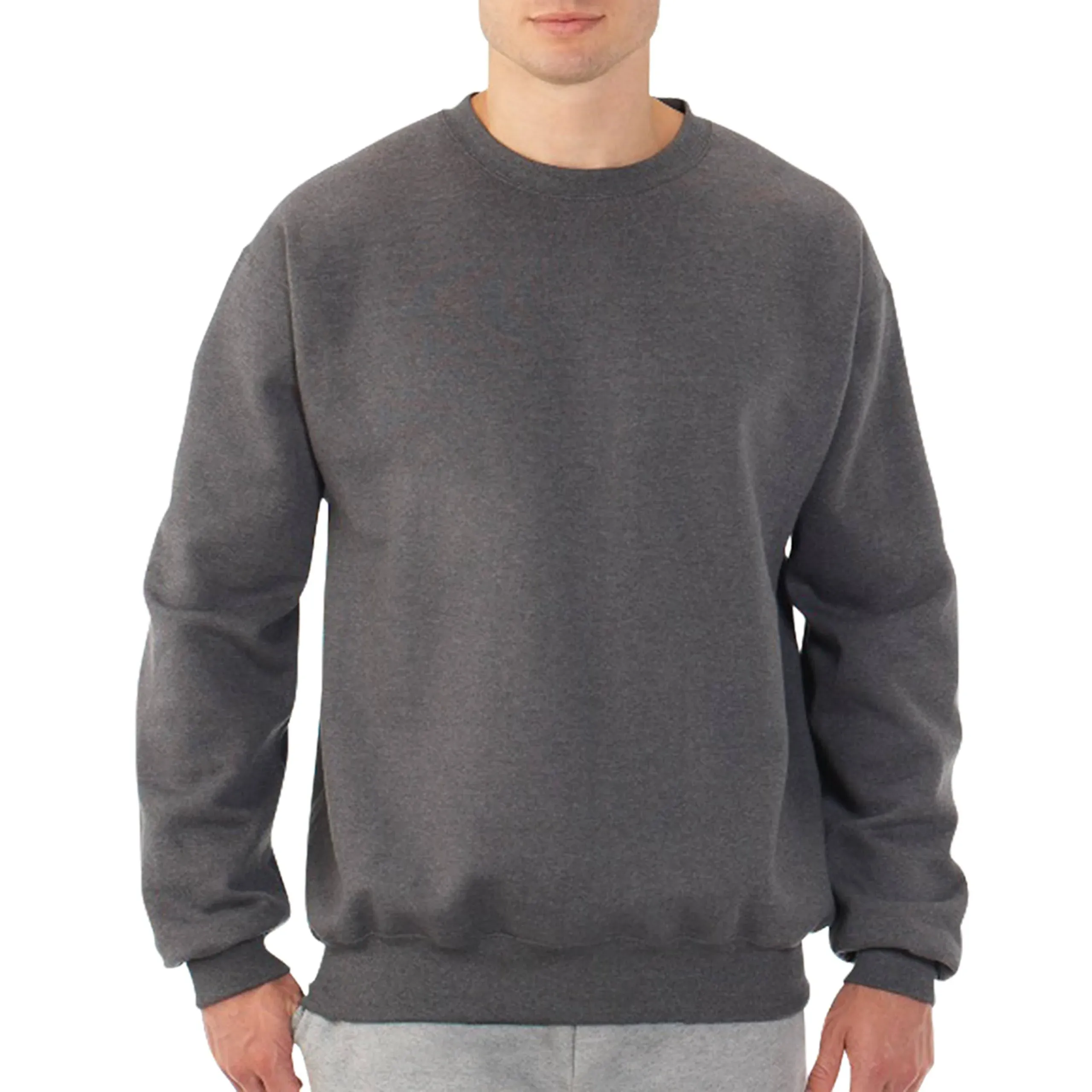 Fruit of The Loom Big Men&s Fleece Crew Sweatshirt, Size: 2XL, Gray