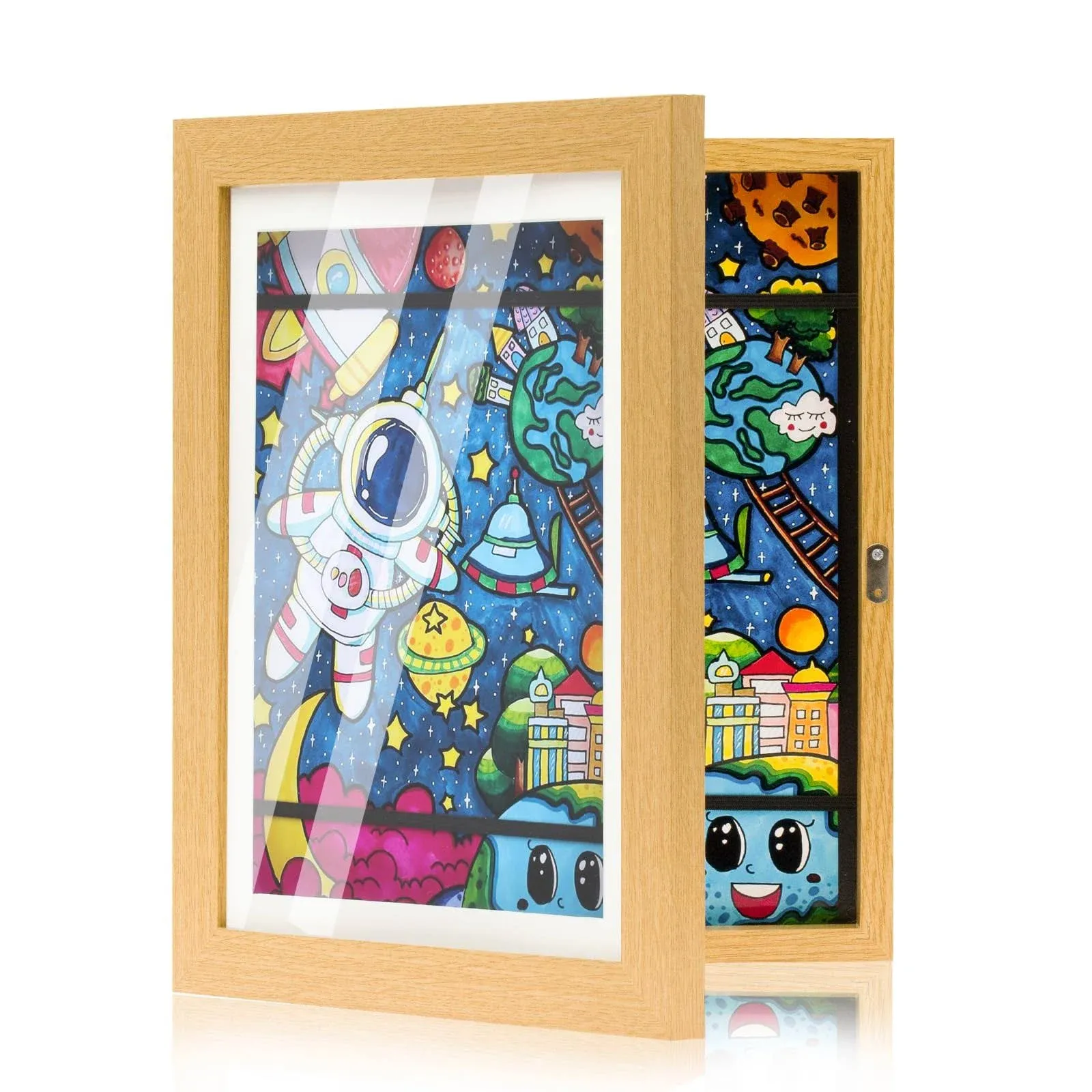 HOHUIGO Kid Art Frame with Storage Magnetic 8.5x11 Front Opening Display for ...