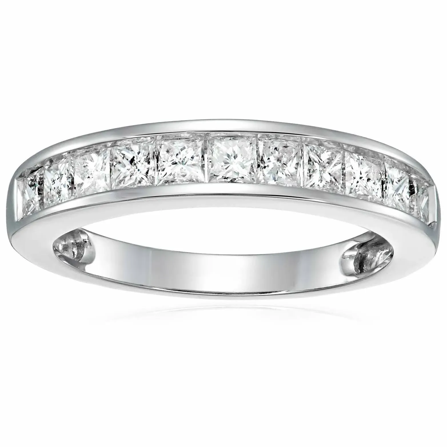 Diamond Wedding Ring for Women 1 CT 14K White Gold Square Channel Band Bridal