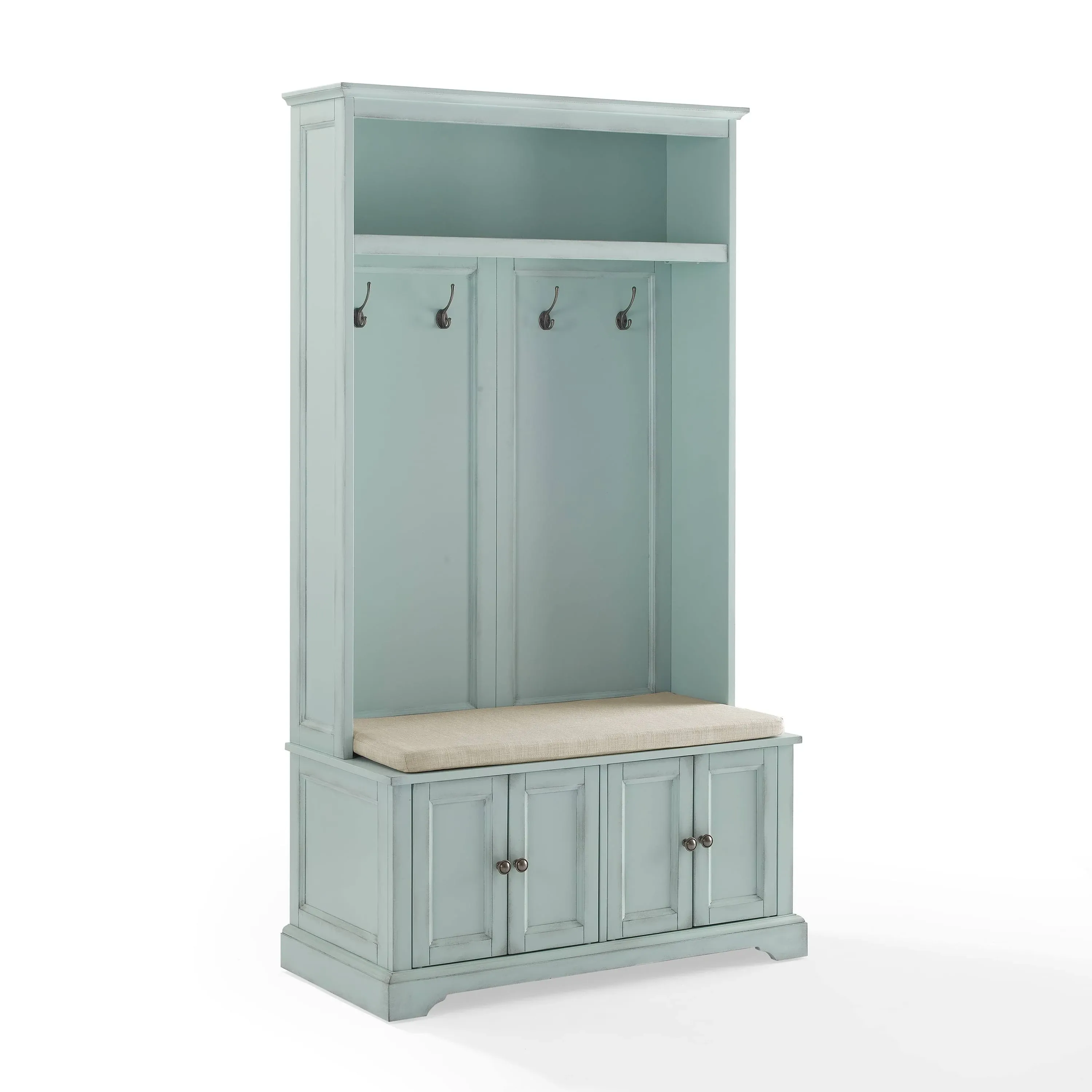 Crosley Furniture Holbrook Distressed Seafoam Blue Hall Tree