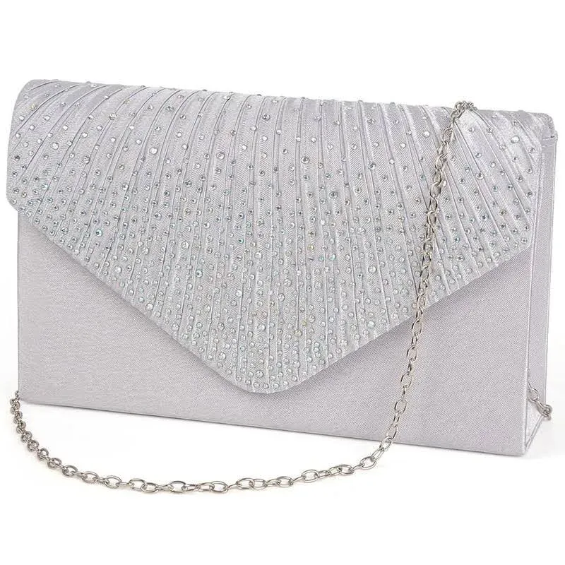  Clutch Purse Evening Bag for Women Prom Sparkling Handbag With Detachable 