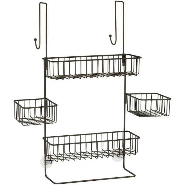 mDesign Steel Shower Caddy Hanging Rack Storage Organizer for Bathroom - Bronze