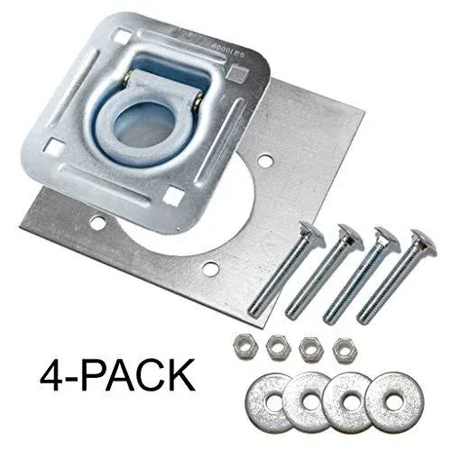 4-Pack - Recessed Pan D-Ring Trailer Tie Downs (6,000 lb. Capacity) and Heavy ...