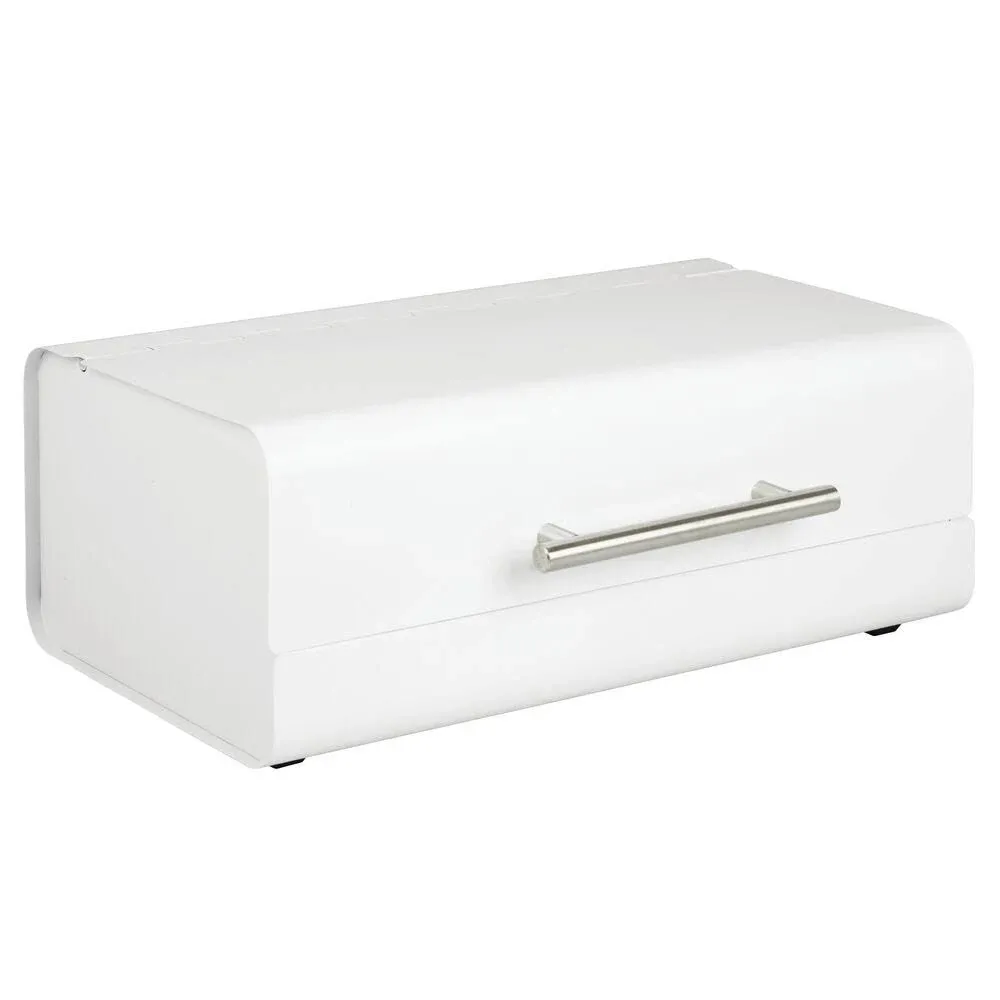 mDesign Metal Kitchen Countertop Bread Box, Home Storage Bin - Matte White