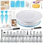 96PCs Cake Decorating Supplies Kits with Ebook, Cake Turntable, 30+2 Piping B...