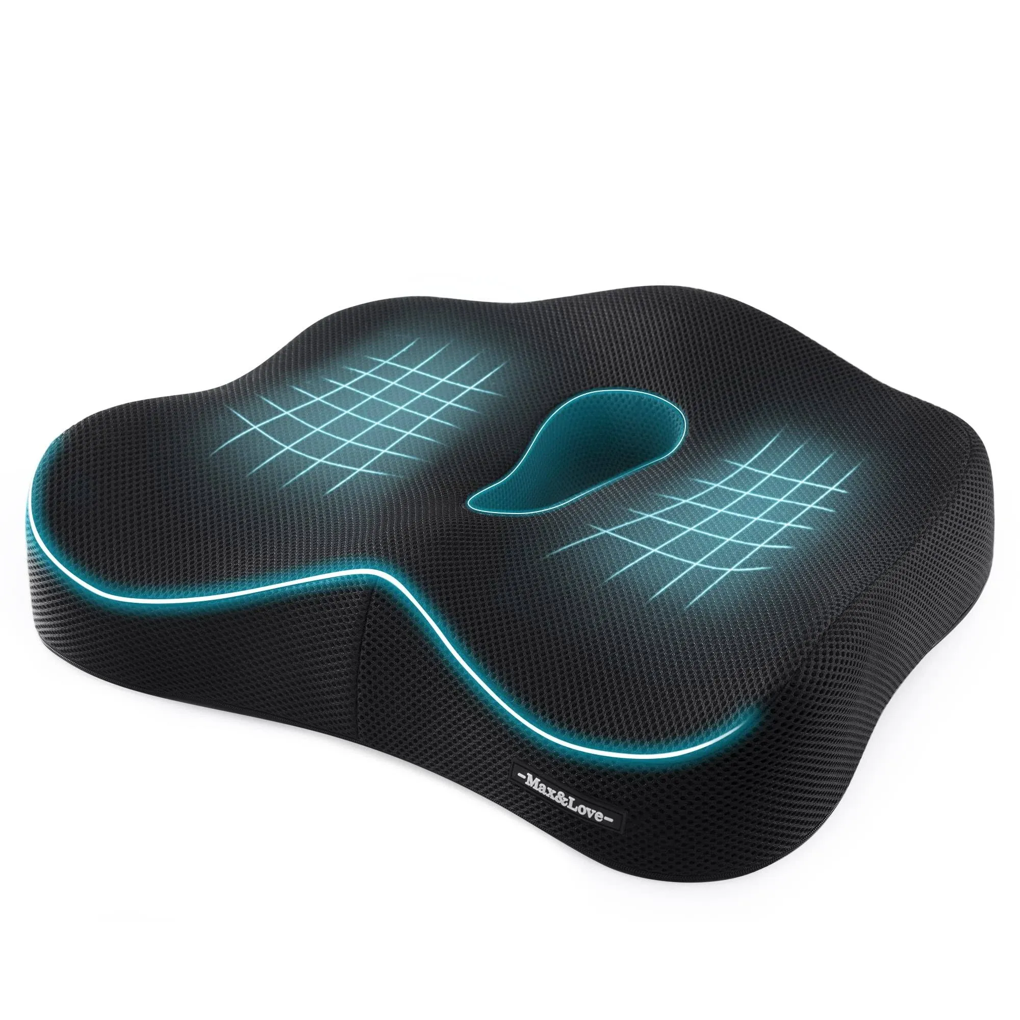 Max&Love Memory Foam Seat Chair Cushion for Relieves Back Sciatica Pain Tailbone Pain Coccyx Degenerating Disc Orthopedic Osteoarthritis Prostate