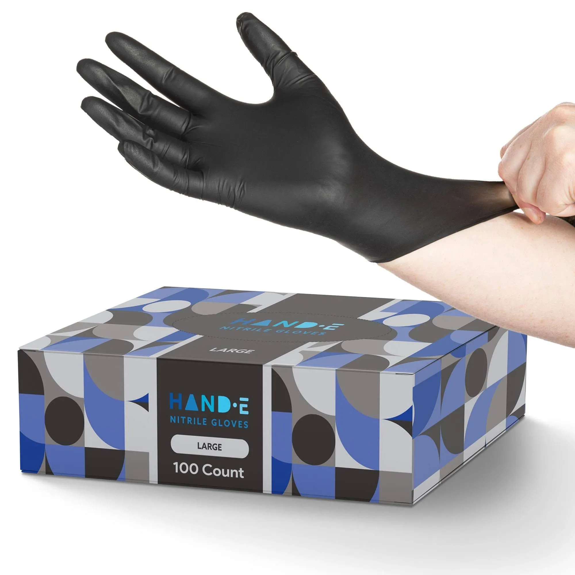 Hand-E Nitrile Gloves - Black - Large / 100