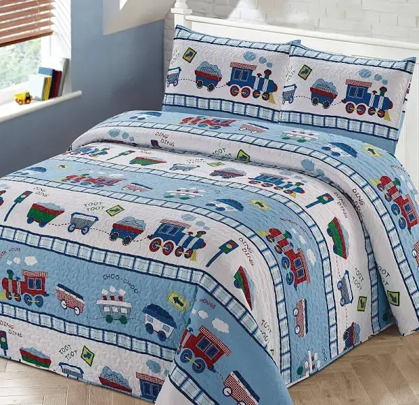 Kids Zone Home Linen 3PC Full/Queen Bedspread Coverlet Quilt Set for Boys Multi ...