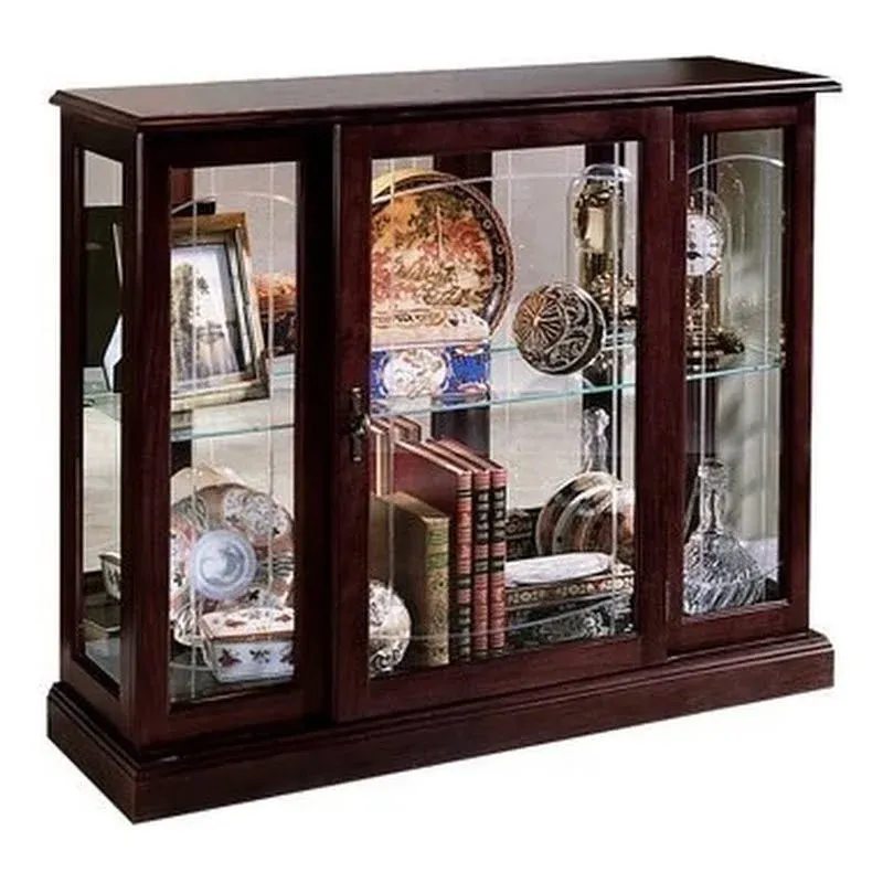 Ridgewood Cherry Mirrored Curio Console in Brown Finish by Pulaski Furniture - 6705