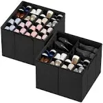 SpaceAid Shoe Organizer for Closet, 2 Pack Foldable Shoe Storage Containers Baskets Boxes Bins w/Adjustable Dividers, Fits 16-32 Pairs, Black