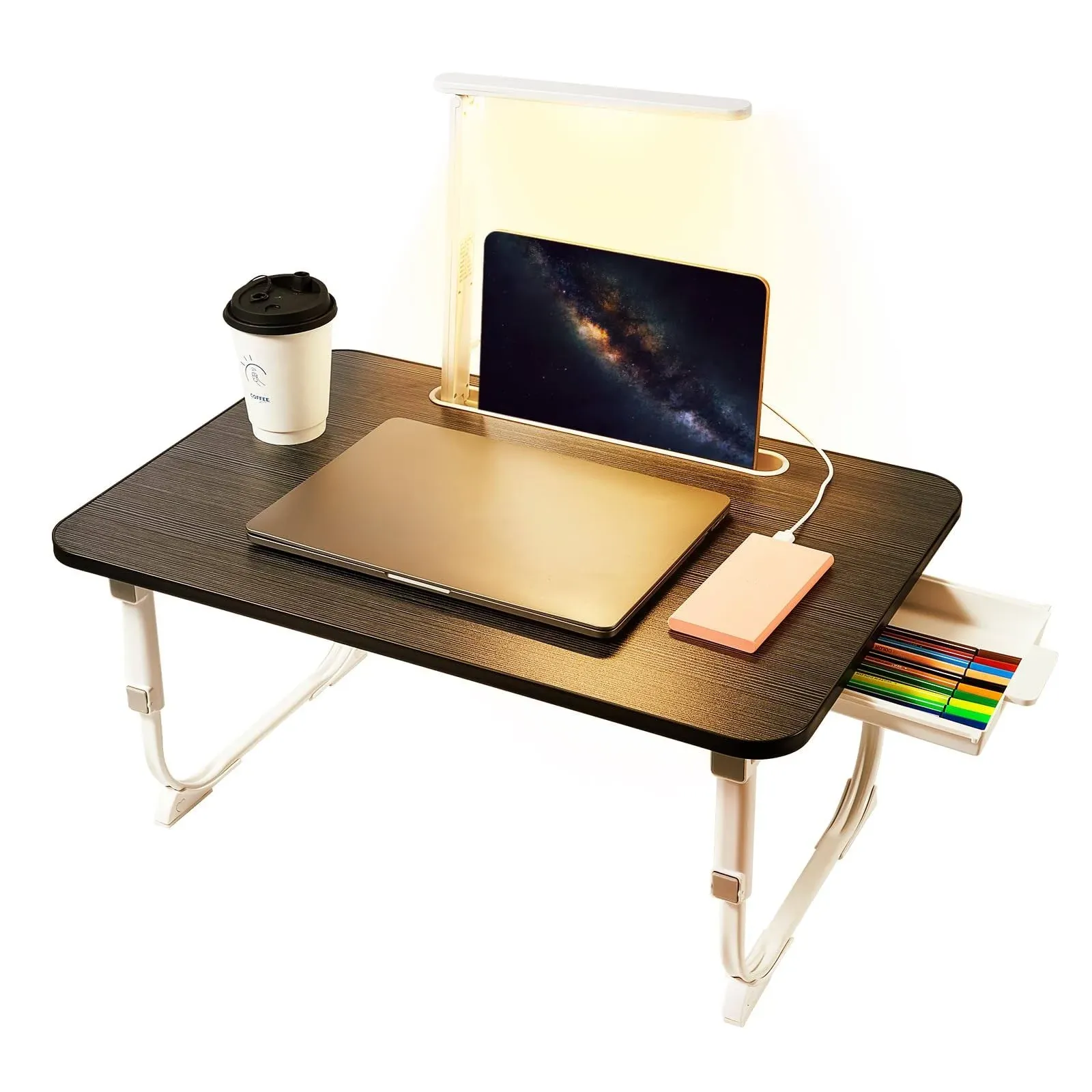 Laptop Desk for Bed Lap Desk with LED Desk Light Adjustable Tablet Bed Table ...