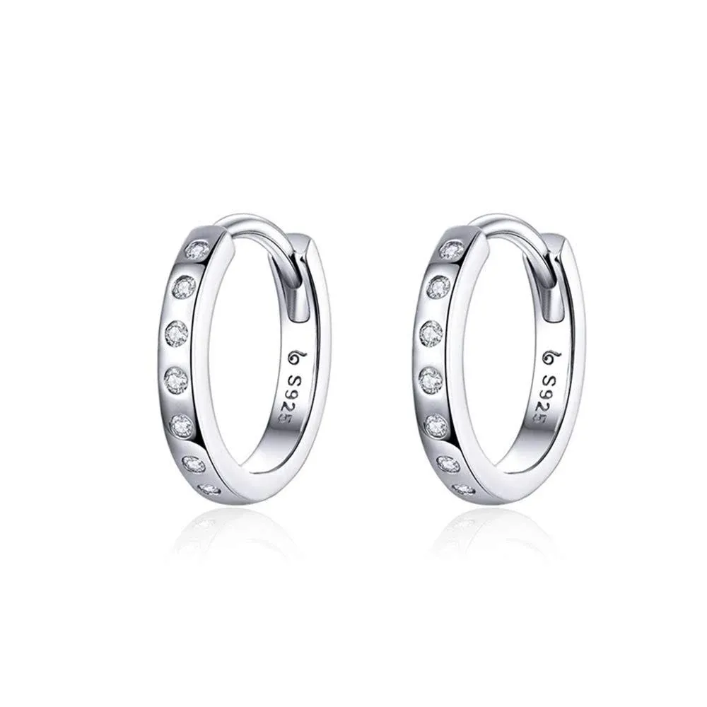 CZ Small Hoop Earrings for Women Teen Girls 925 Sterling Silver Cubic Zirconia ...