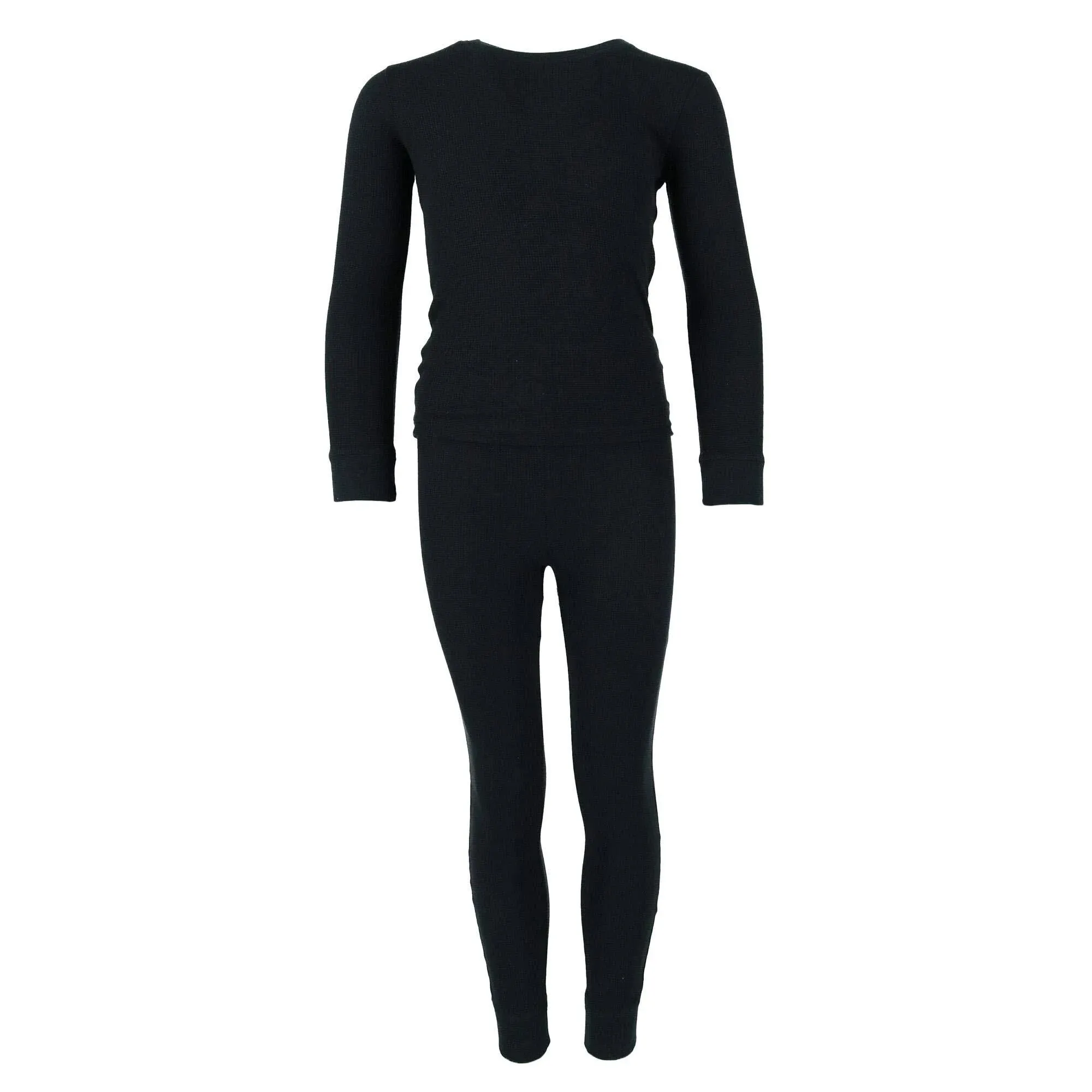 Boys Only Boy's Waffle Thermal Long Underwear 2-Piece Set Black