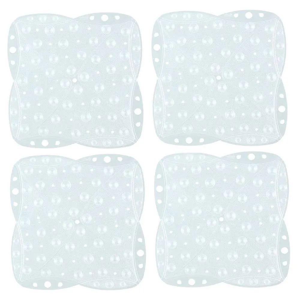 SlipX Solutions Versatile Expandable Bath & Shower Safety Mat System with Microban Protection, Fits Any Size Bath Tub or Shower (Custom Size, Clear, 12" Tiles, 4 Pack)