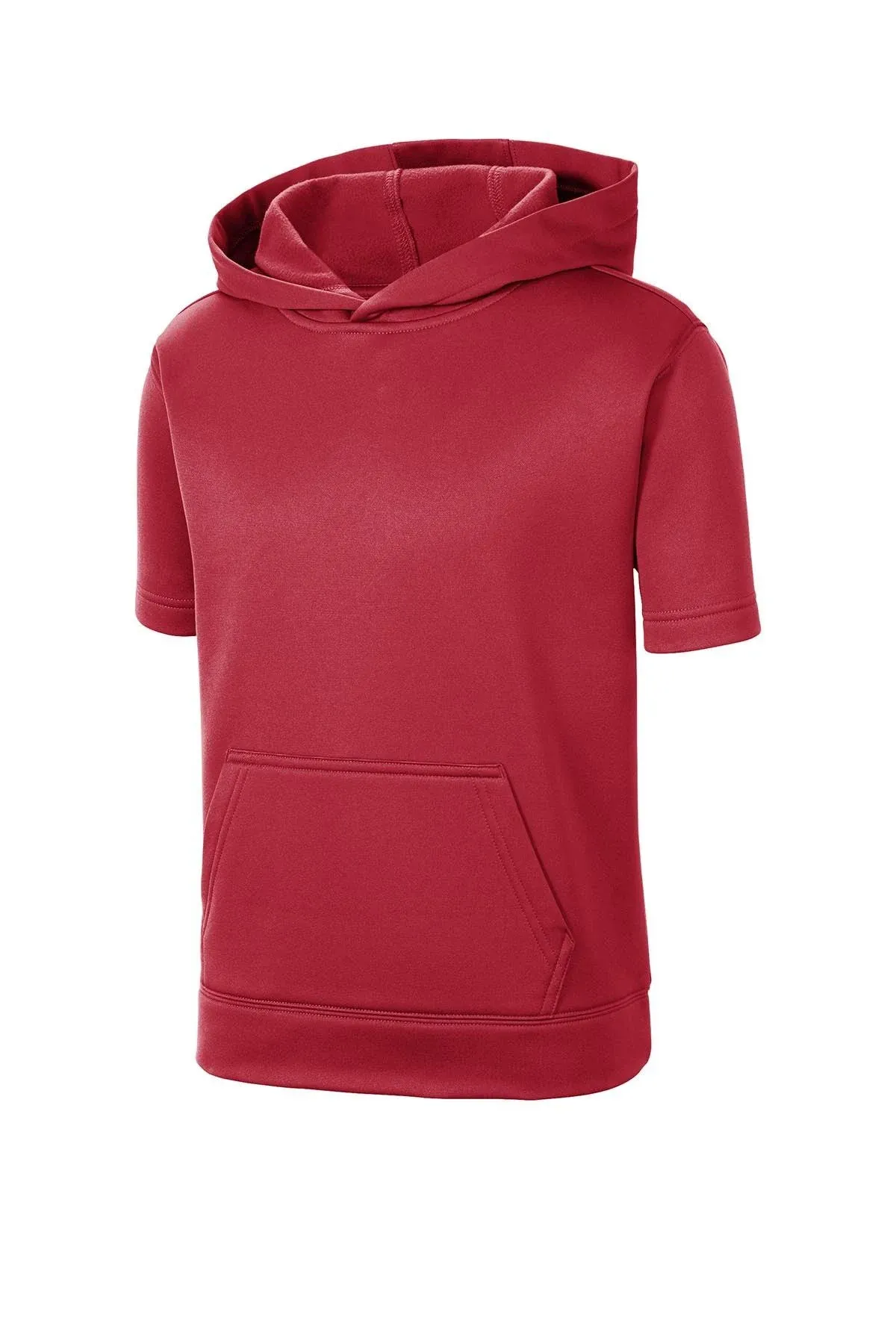 Sport-Tek YST251 Youth Sport-Wick Fleece Short Sleeve Hooded Pullover - Deep Red - L