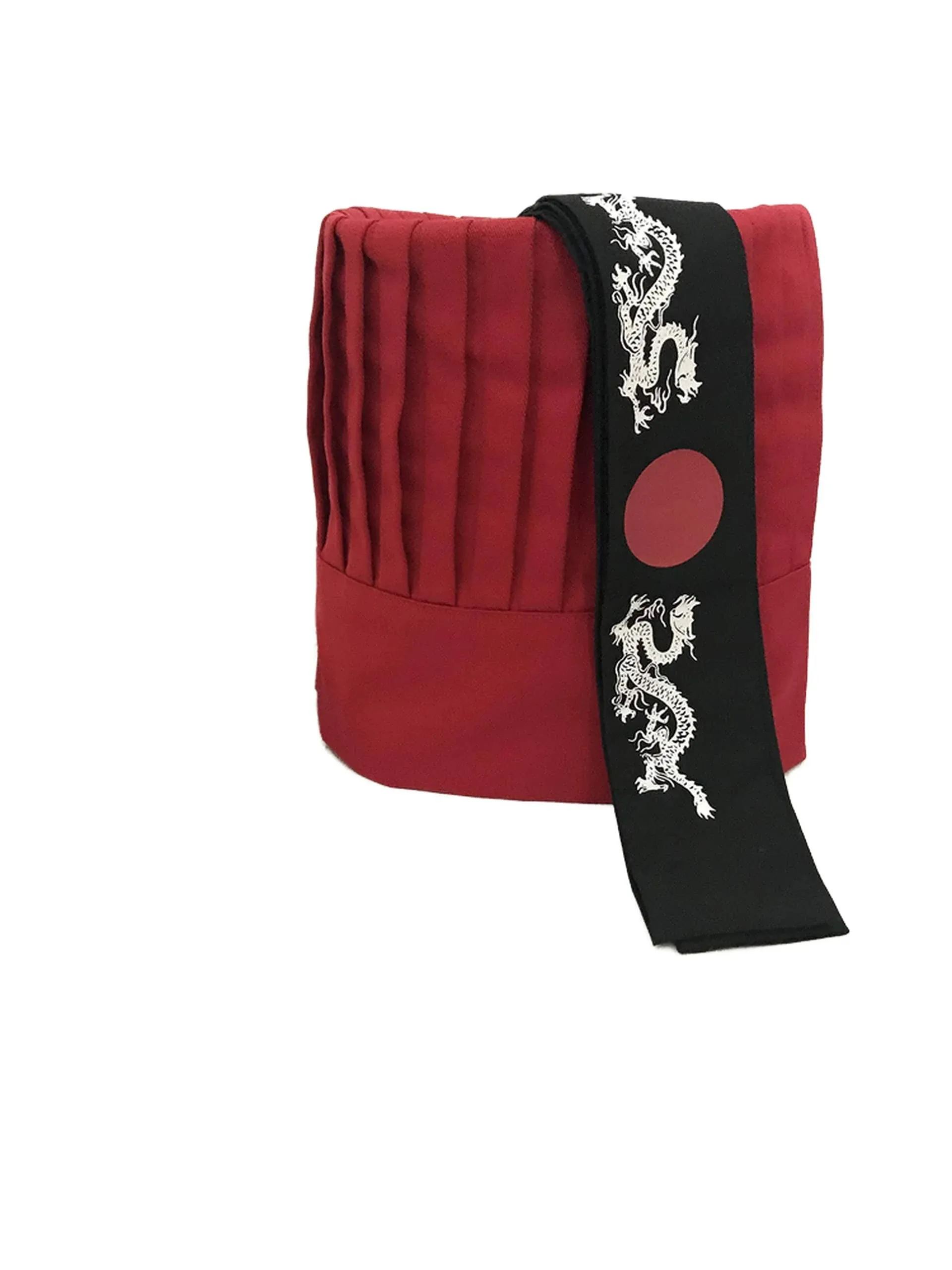 Hibachi Chef Hat with Tie Teppanyaki Red 