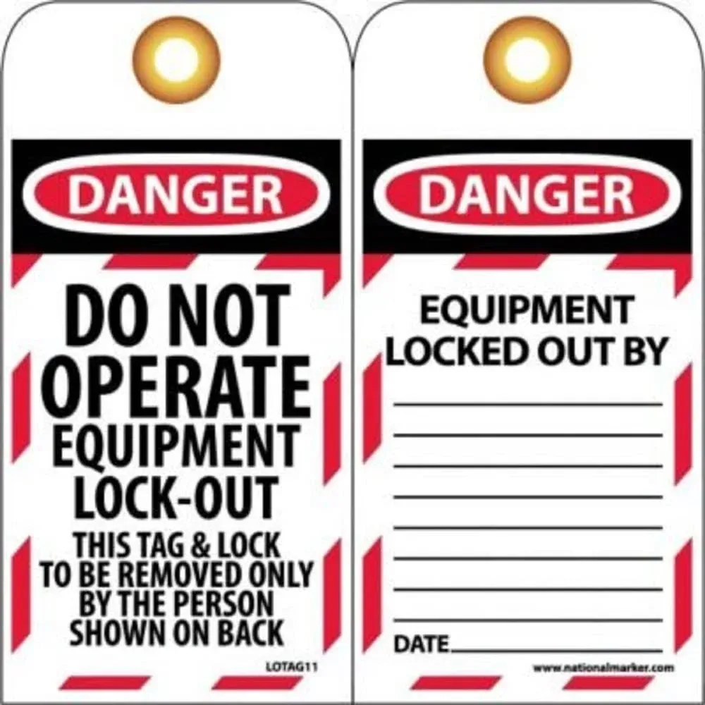 Danger Do Not Operate Equipment Lock-Out Tag - Pack of 25