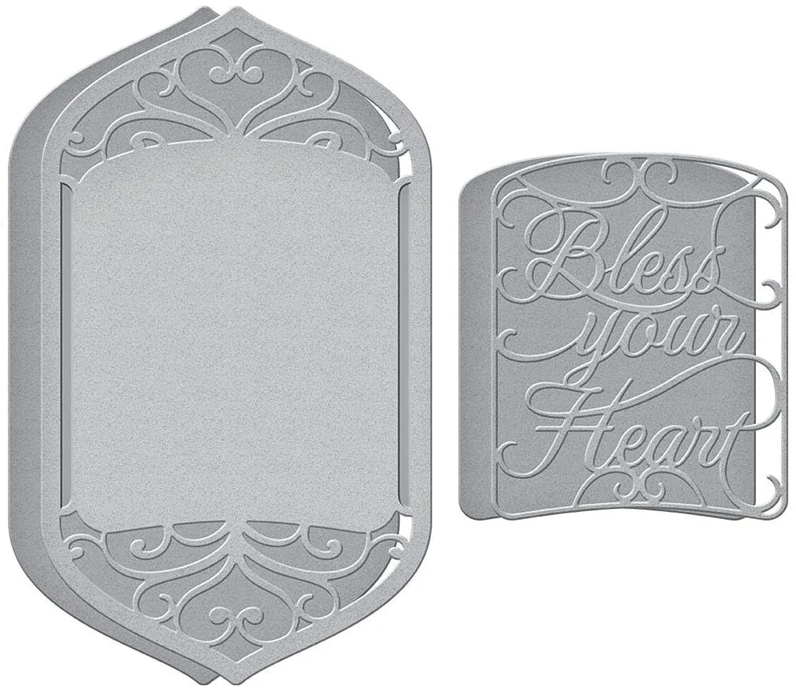 Spellbinders BLESS YOUR HEART VIGNETTE Etched Dies S5-459*