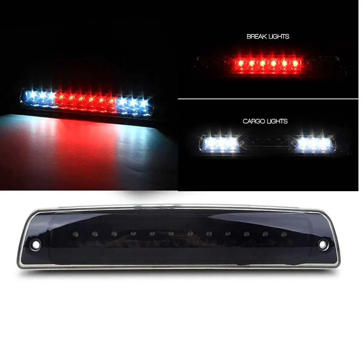 ILONPA Black Housing Smoke Lens LED 3rd Brake Light Cargo Light High Mount St...