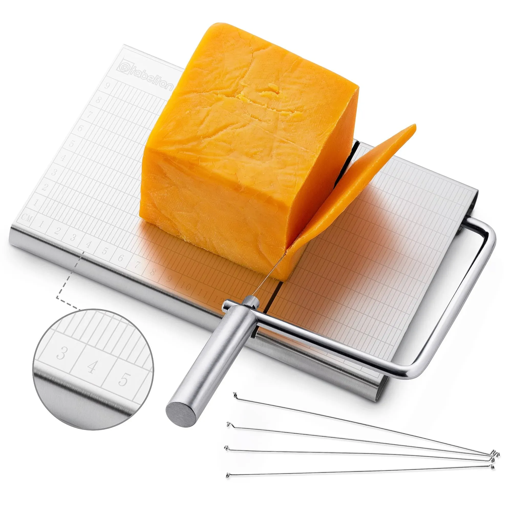 Cheese Slicer with Wire for Block Cheese - Heavy Duty Adjustable Cheese Cutte...