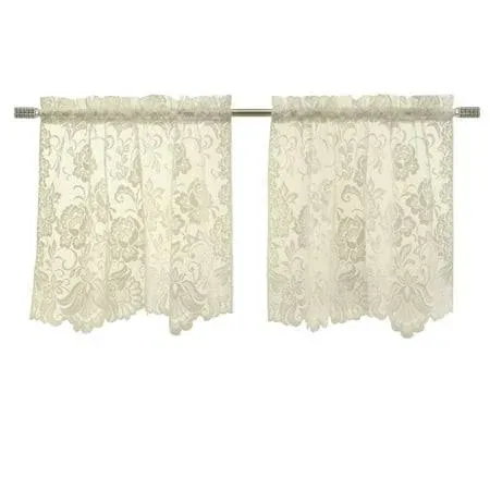 Loft Living Louis Embroidered Floral Lace Window Curtain Tiers Pair 55" x 24" in ...