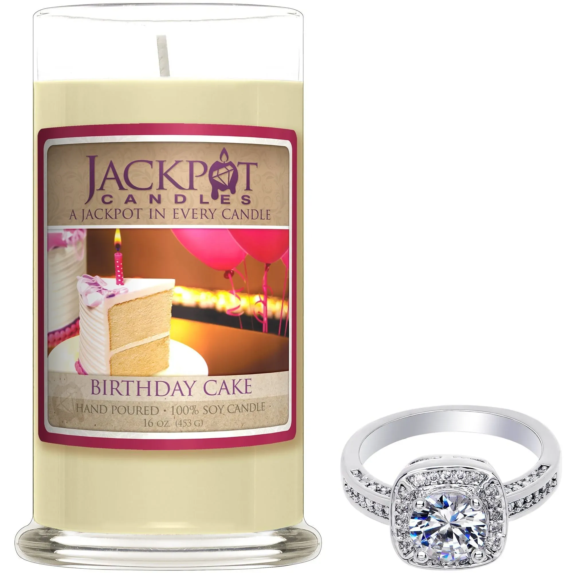 Birthday Cake Candle with Ring Inside (Surprise Jewelry Valued at $15 to $5,000) Ring Size 6