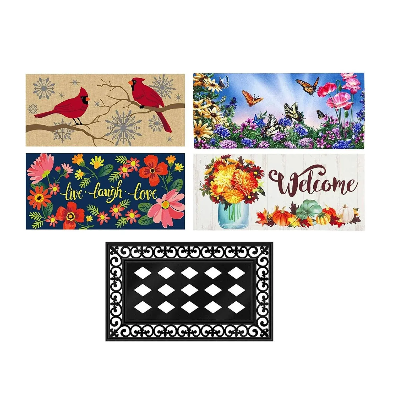 Evergreen Sassafras Spring Summer Interchangeable Doormats - Set of 5