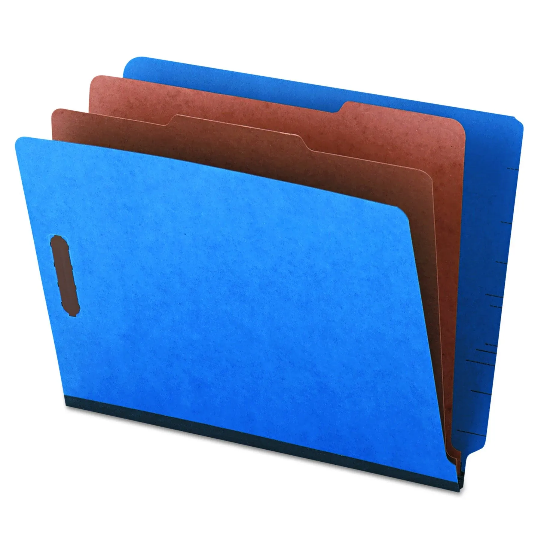 Universal Pressboard End Tab Classification Folders Letter Six-Section Blue 10/Box