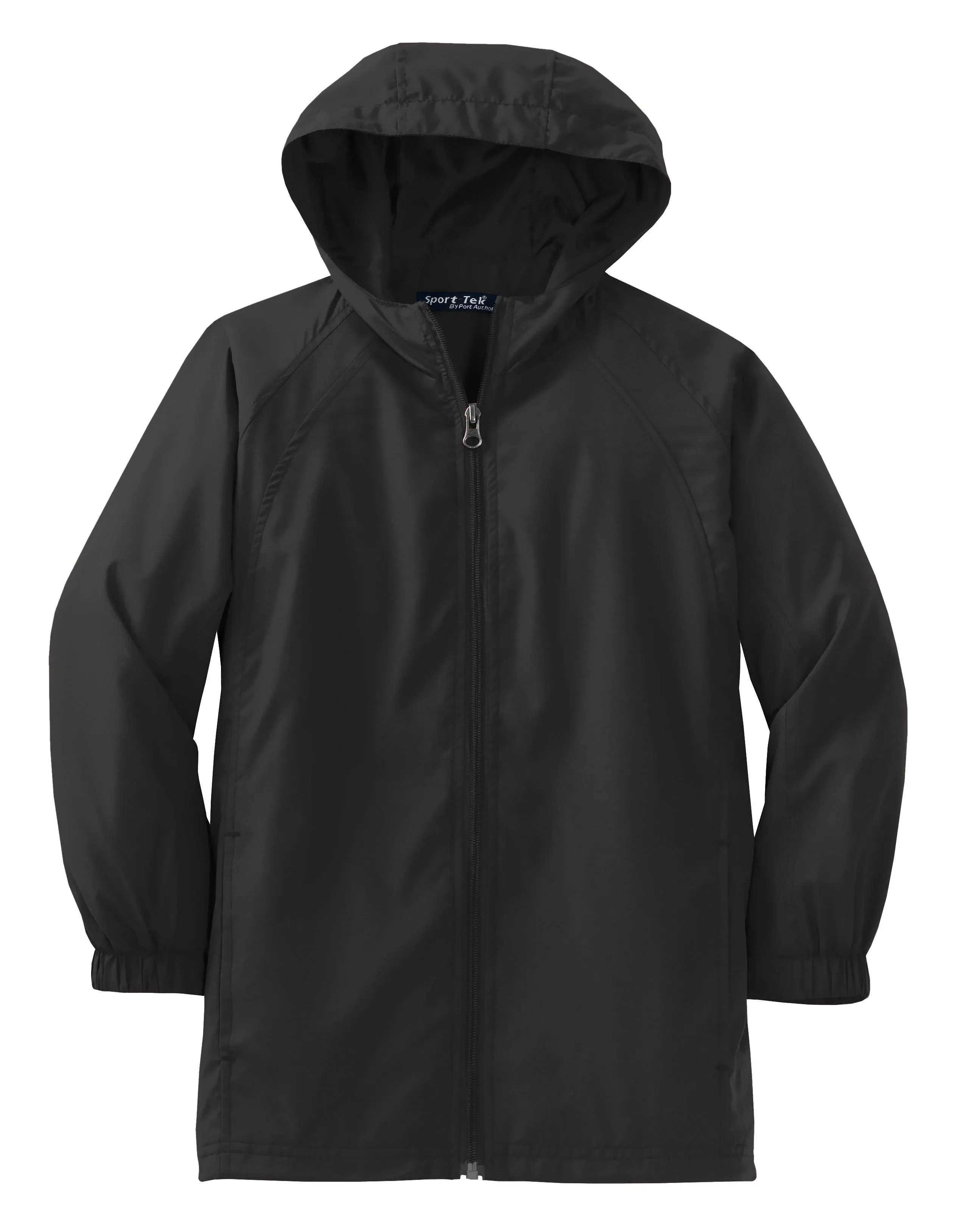 Sport-Tek YST73 Youth Hooded Raglan Jacket - Black