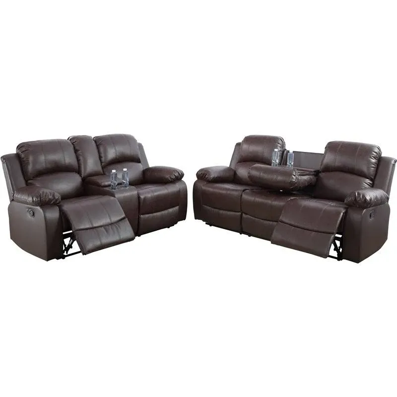 Lifestyle Furniture Provo 2-Pieces Faux Leather Recliner Sofa Set in Espresso, Brown