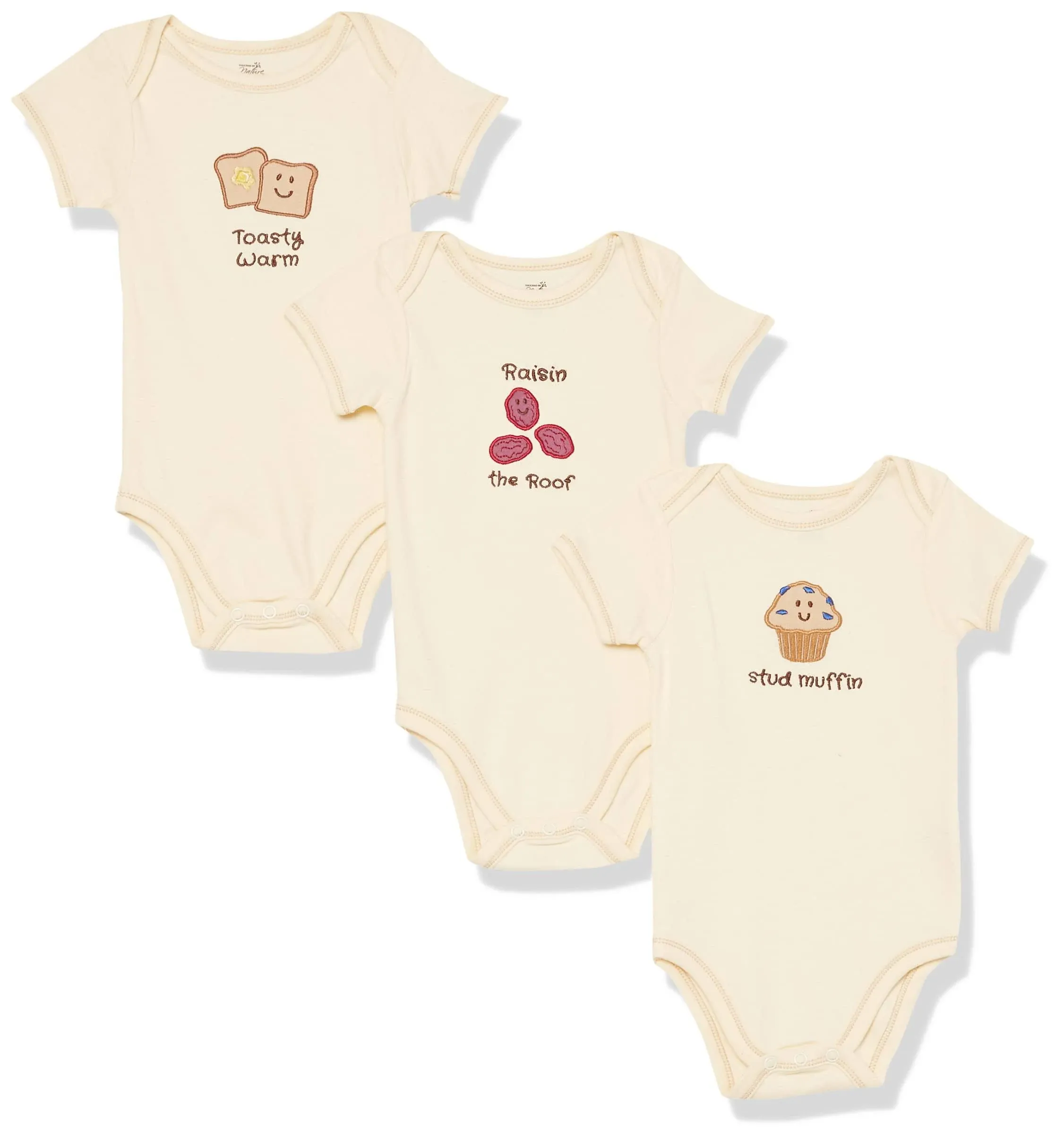 Touched by Nature Organic Cotton Bodysuits Muffin 3-Pack / 18-24 Months