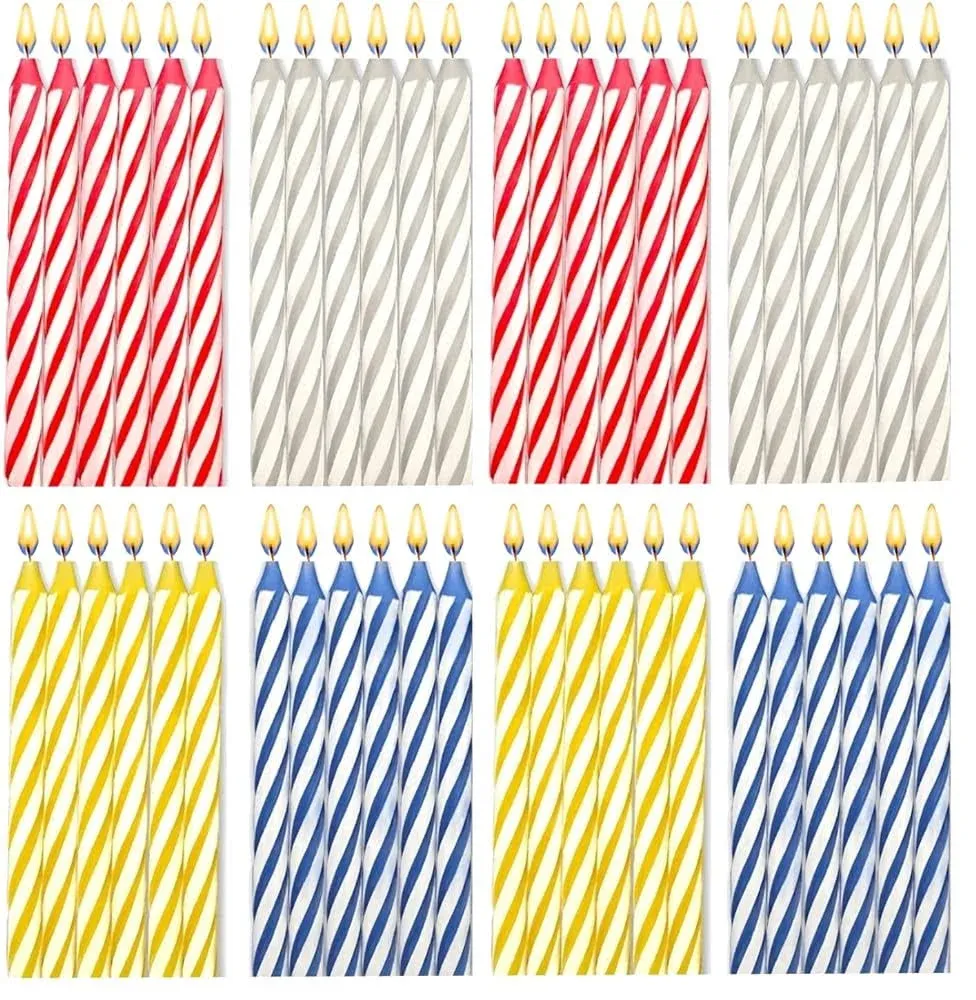 Bundaloo Birthday Candles 72 Pack - Cake Decorations - Colors: Pink, White, Blue