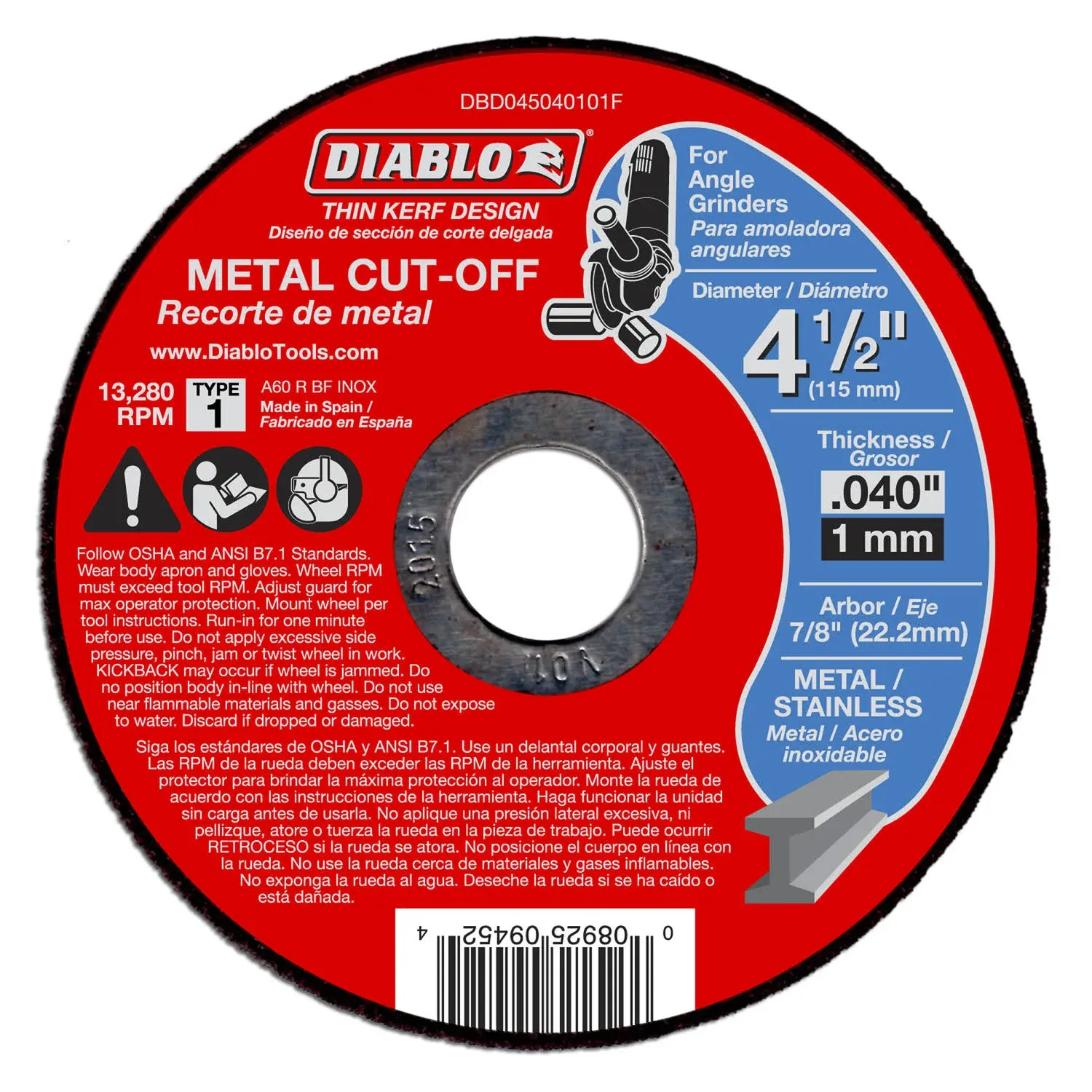 Diablo DBD045040101F 4-1/2" Metal Cut-Off Disc