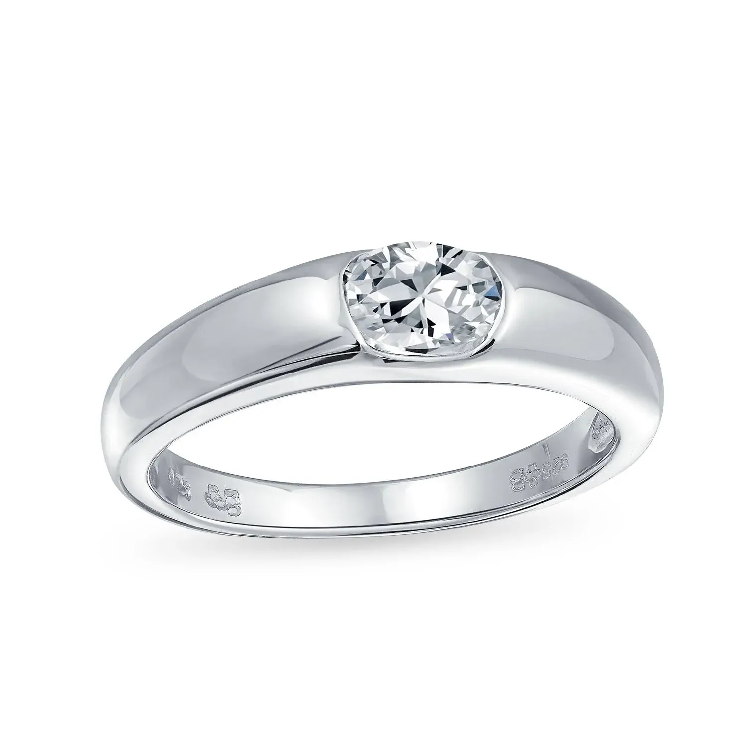 Bridal AAA CZ Solitaire Modern Promise Engagement Ring .925 Silver