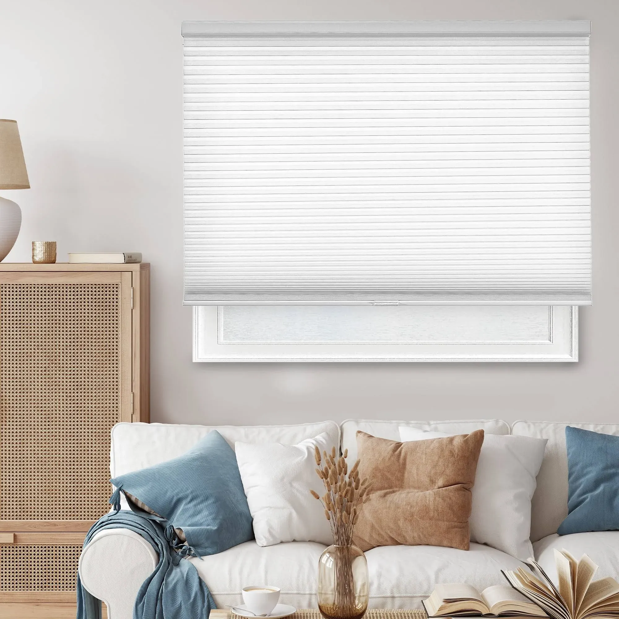 Chicology Cut-to-Size Morning Mist Cordless Light Filtering Privacy Cellular Shades 38 x 64 in. L CCSMM3864