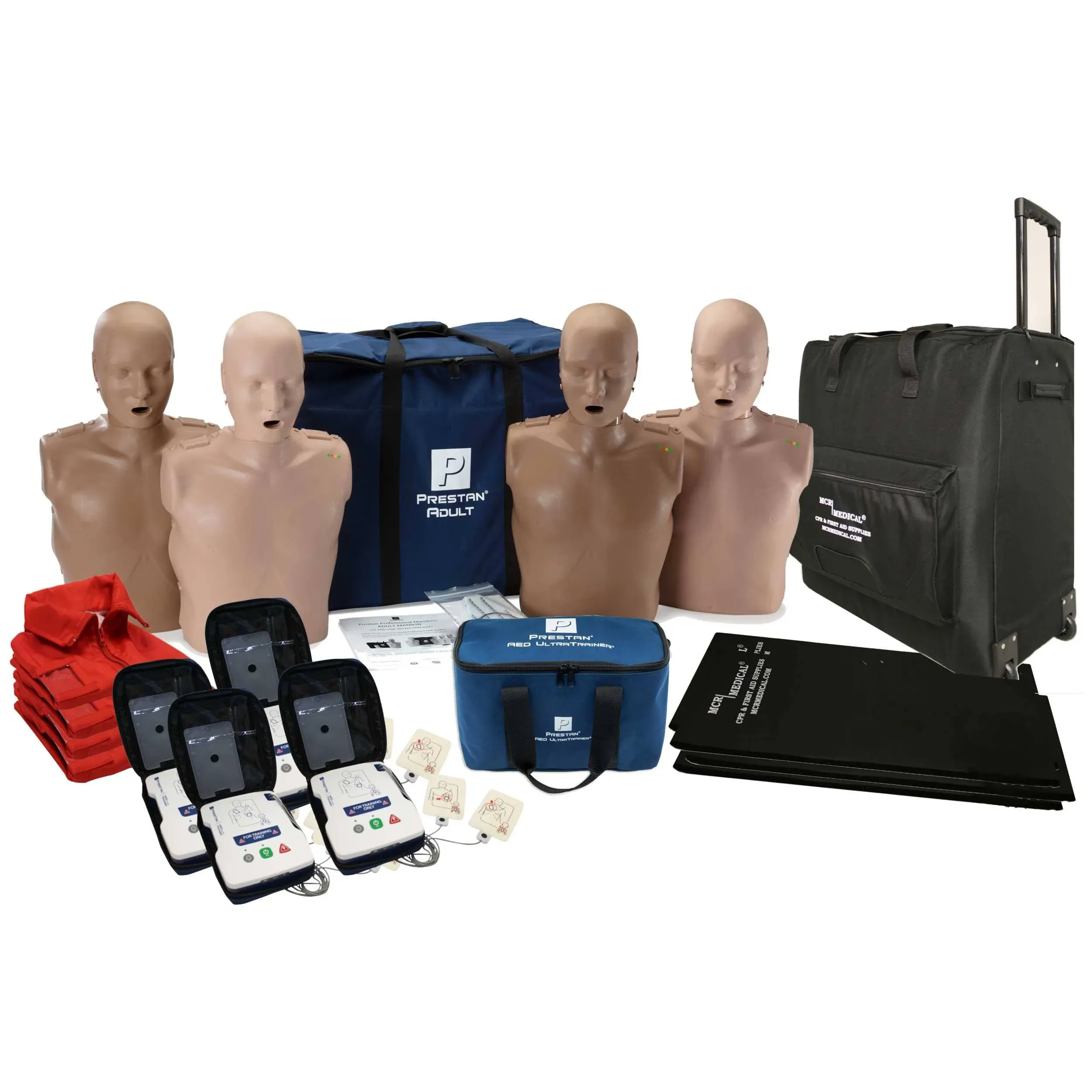 CPR Adult Manikin Diversity Kit 4-Pack W. Feedback, AED UltraTrainers, Carry Bag ...