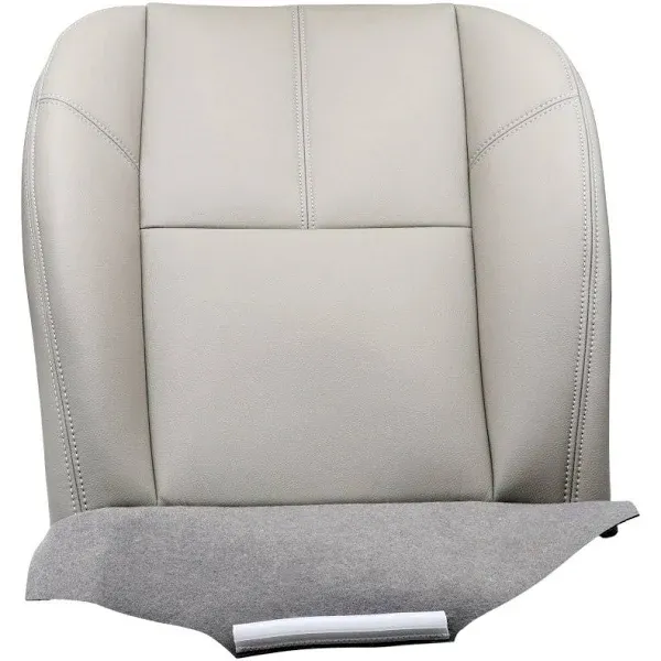 Driver or Passenger Bottom Leather Seat Cover Gray Compatible with Chevy Tahoe Suburban Avalanche Silverado GMC Yukon Sierra 2007 2008 2009 2010 2012 2013 2014