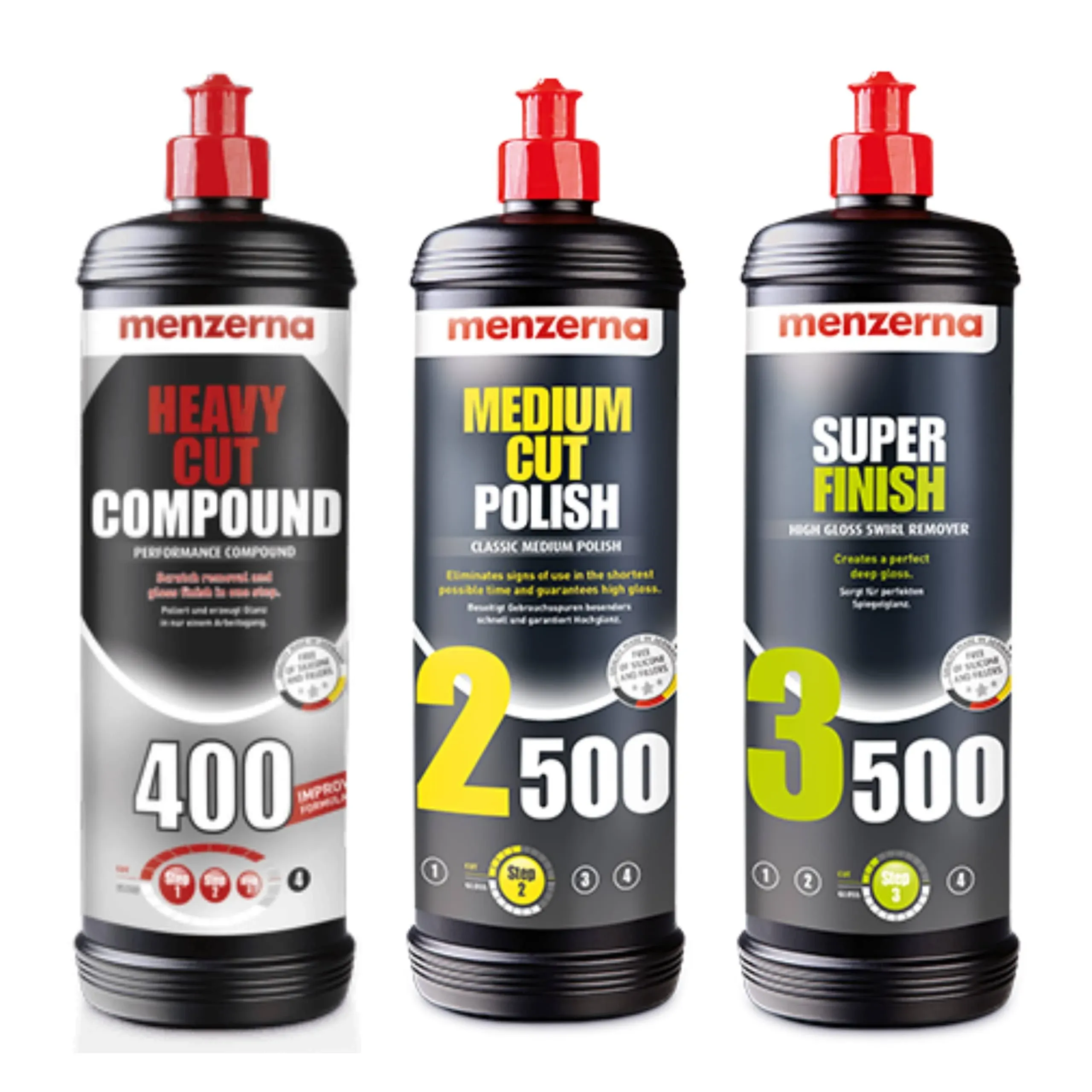 Menzerna Super 3500 Medium 2500 and Heavy 400 Polishing Compound Kit