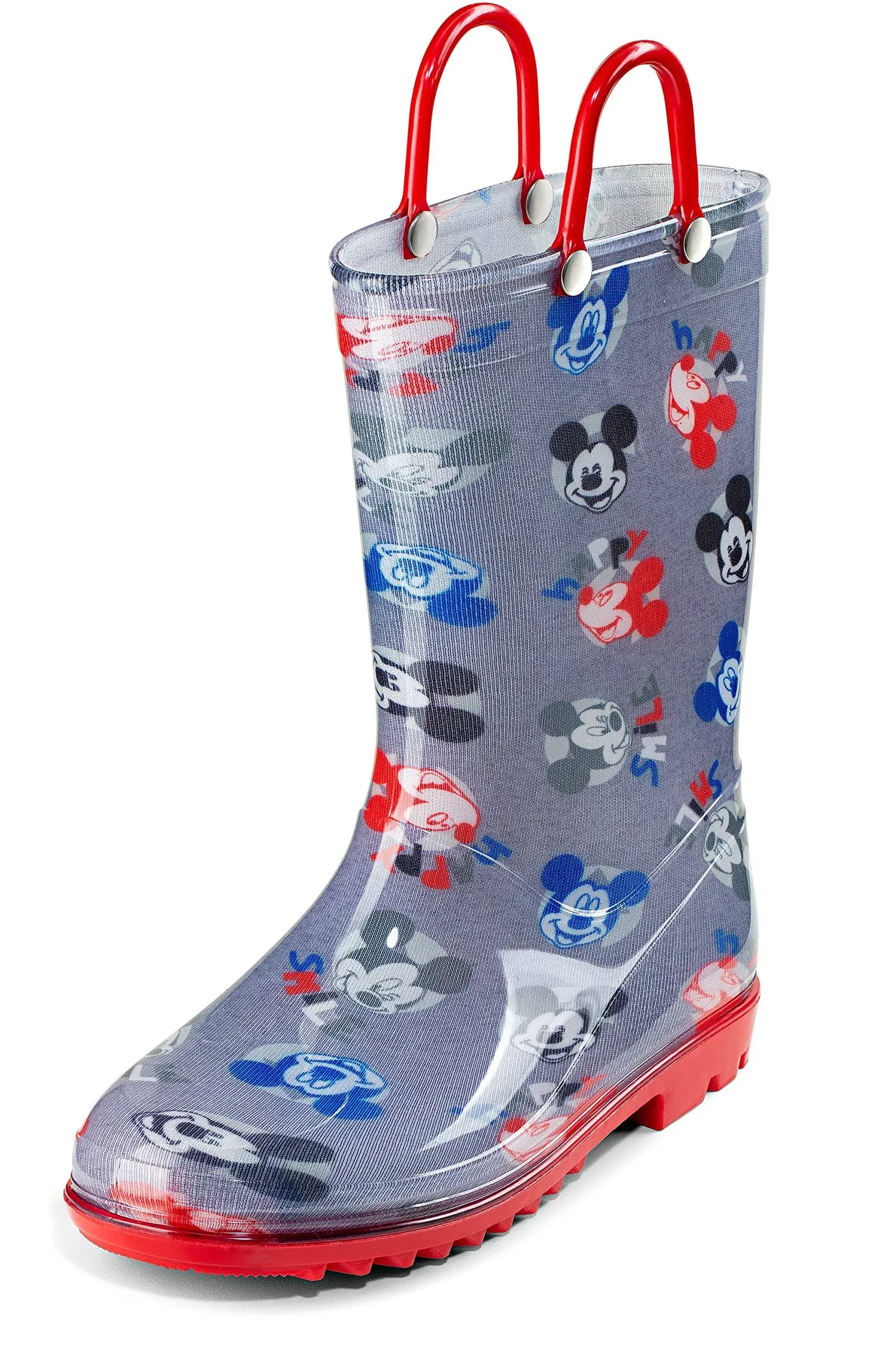 Disney Mickey Mouse Boys Grey PVC Rainboots - Easy-On Handles - Size 8 Toddler ...