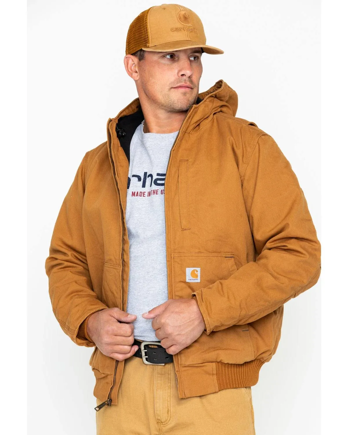 Carhartt Men's Full Swing Loose Fit Washed Duck Fleece-Lined Active Jacket