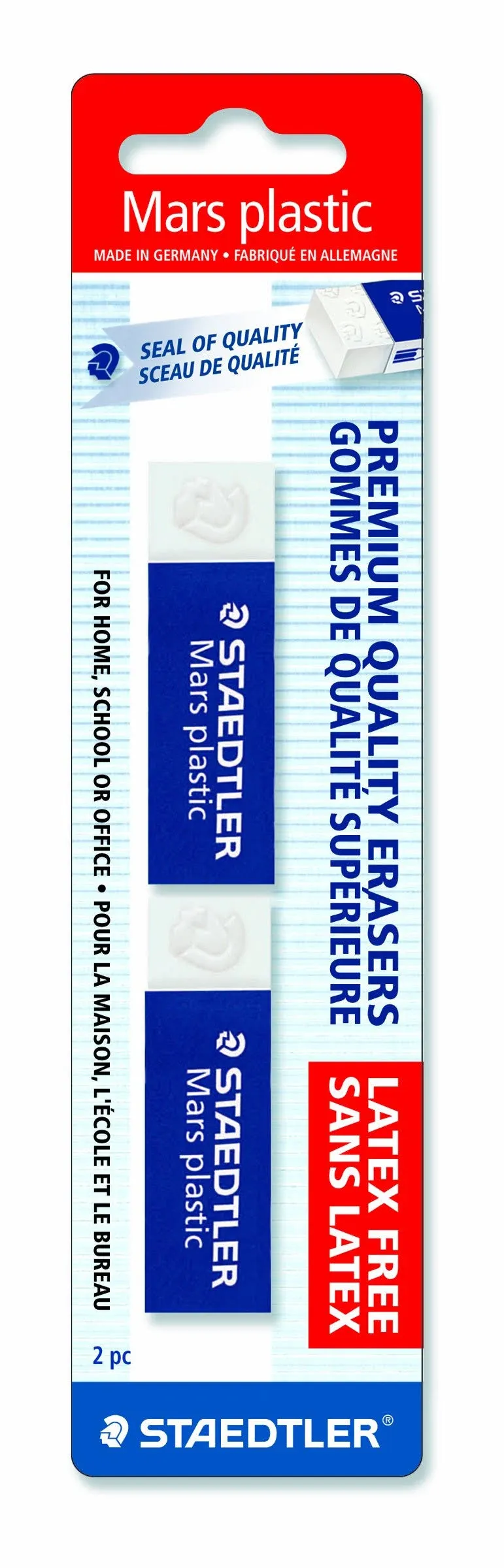 Staedtler Mars Plastic Eraser, 2 Each (52650BK2) , Blue