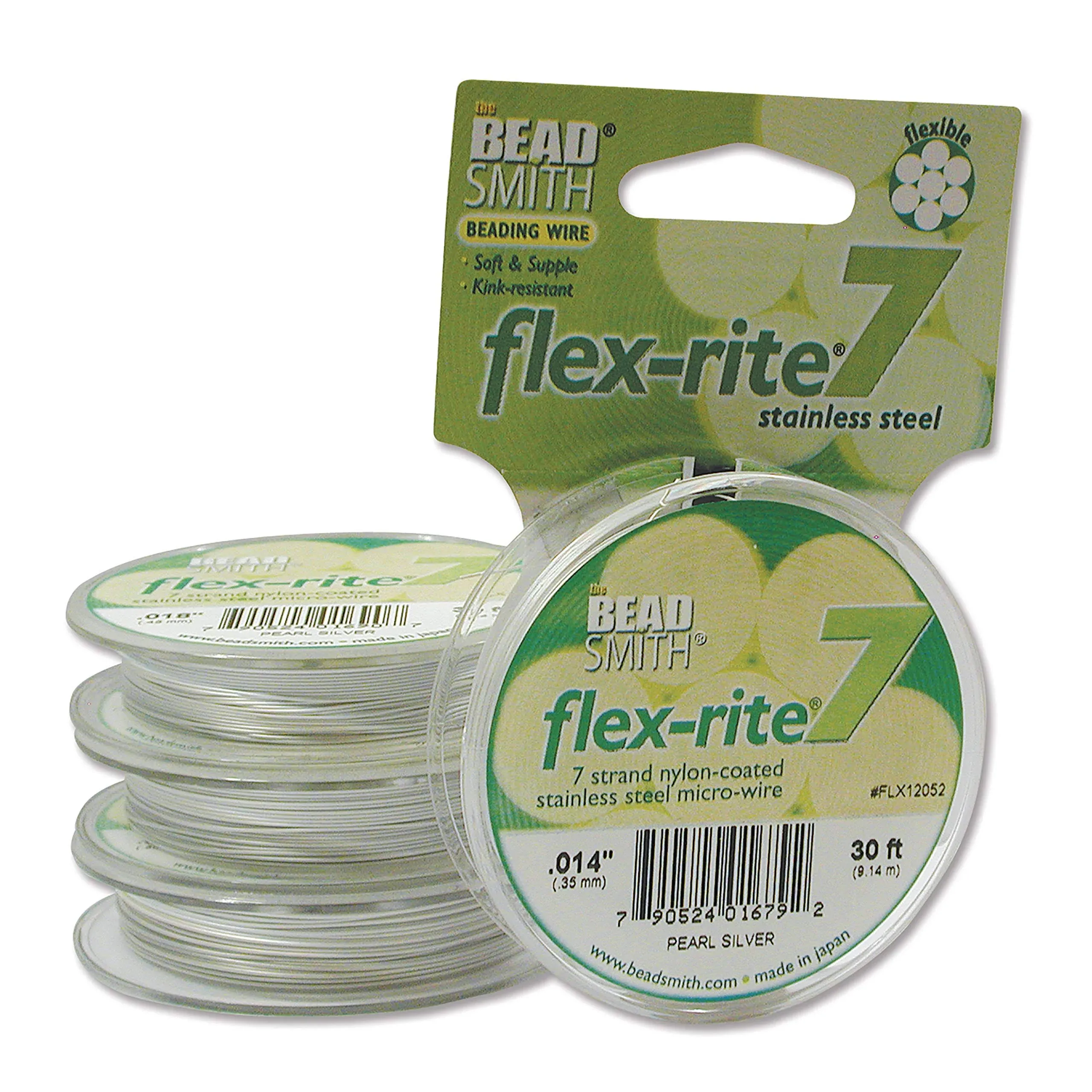 Pearl Silver Flex Rite Beading Stringing Wire .014 inch 30 Feet Nylon Coated ...