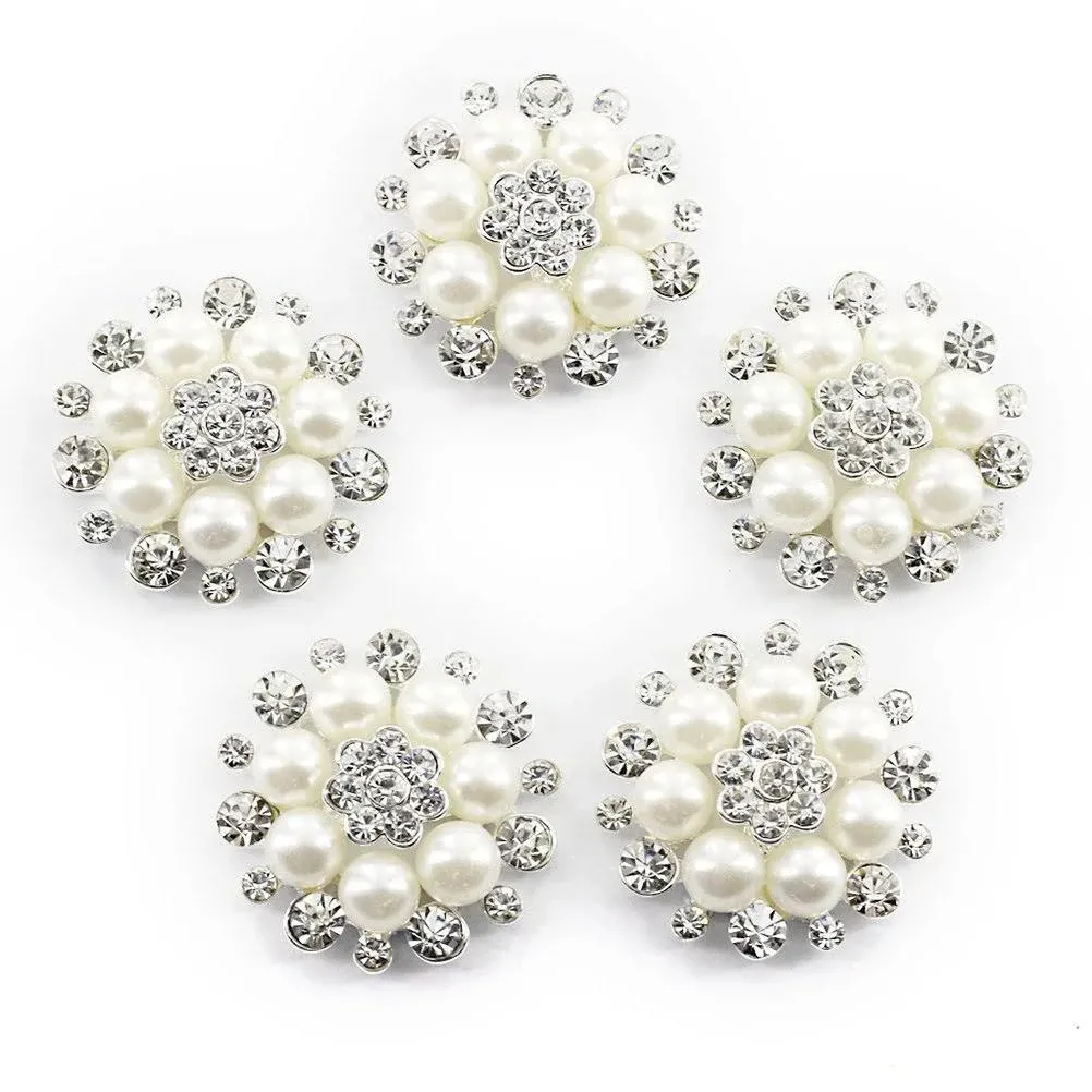 Ultnice Faux Pearl Flower Buttons Embellishments for Craft Buttons Pack of 10