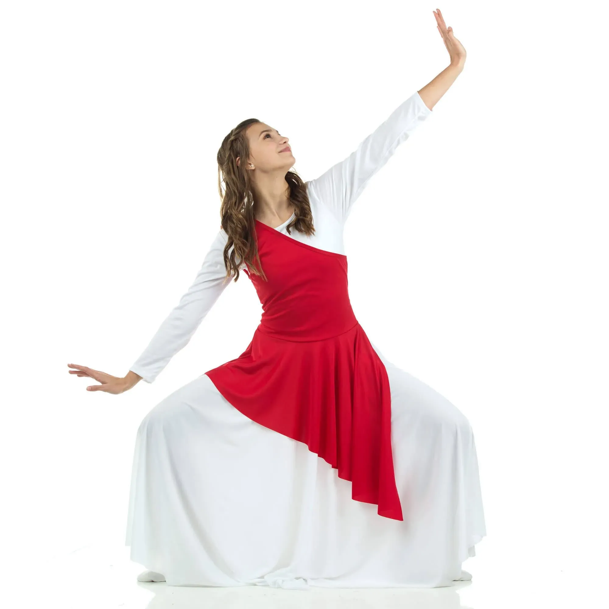 Danzcue Women's Asymmetrical Praise Dance Tunic, (White Dress Not Included)