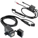 MOTOPOWER MP0609EA 31Amp Waterproof Motorcycle Dual USB Kit SAE To USB Adapter Cable With SAE Ring Terminal Cable Harness