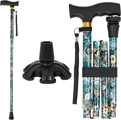 Walking Cane LIXIANG Cane for Man/Woman | Mobility & Daily Living Aids | 5-Level Height Adjustable Walking Stick | Comfortable Plastic T-Handle Portable Walking Stick Folding Cane
