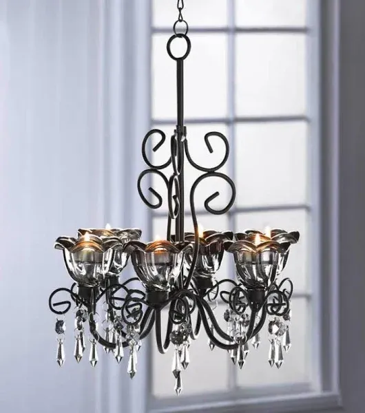 Smoked Glass Six-Candle Chandelier