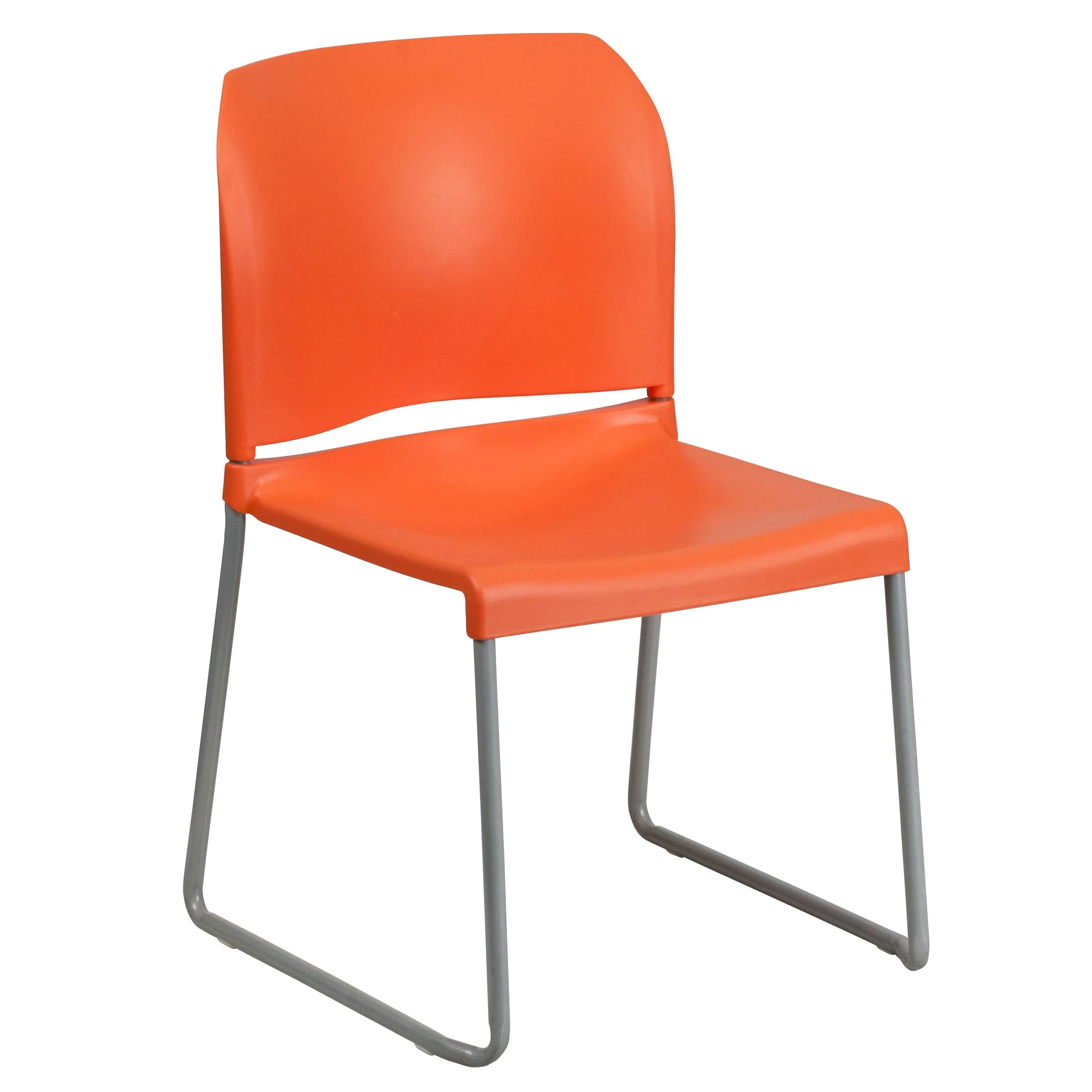 Hercules Series 880 lb. Capacity Orange Full Back Contoured Stack Chair with Sled Base | Flash Furniture